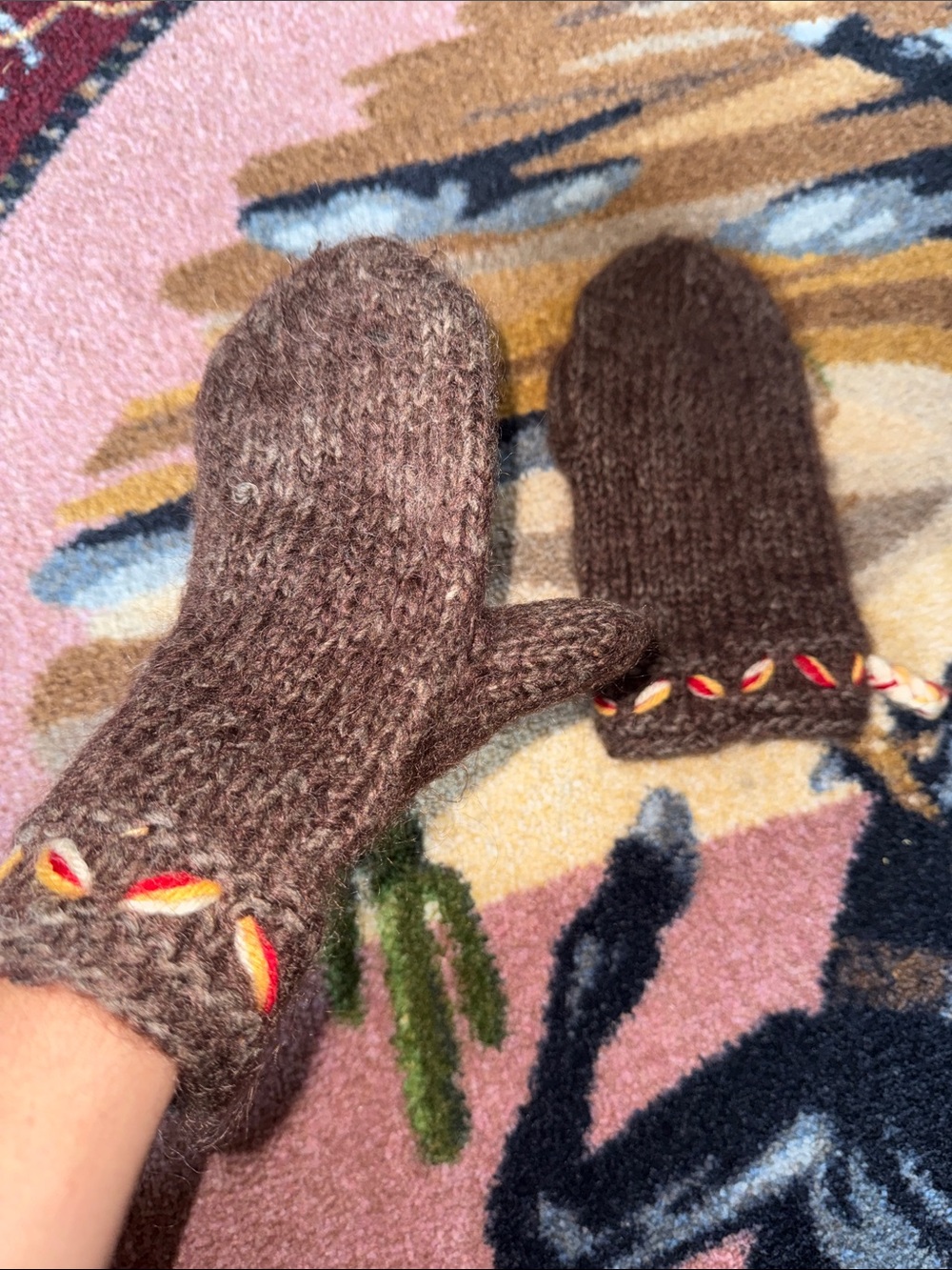 Hand knit Wool Mittens